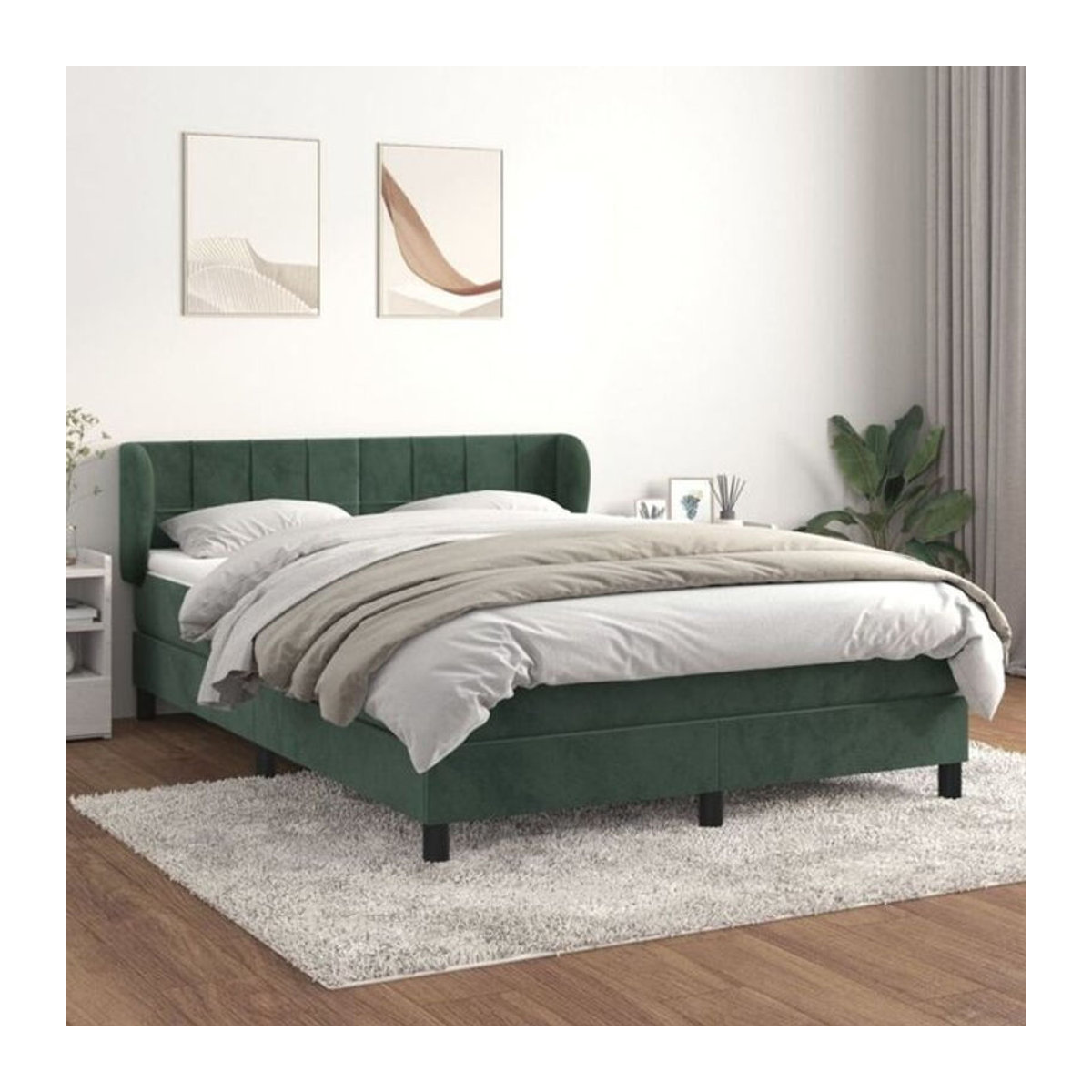 Vidaxl Boxspringbett mit Matratze aus Samt in Grün, B/T/H: 140 x 200 cm - Bild 1