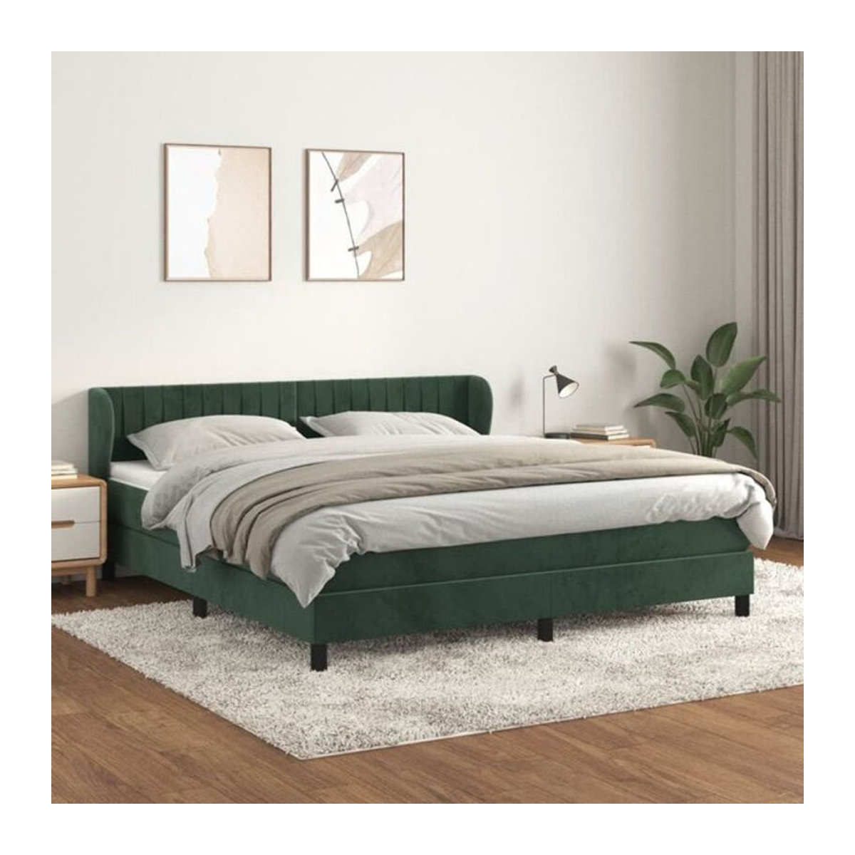 Vidaxl Boxspringbett mit Matratze aus Samt in Grün, B/T/H: 160 x 200 cm - Bild 1