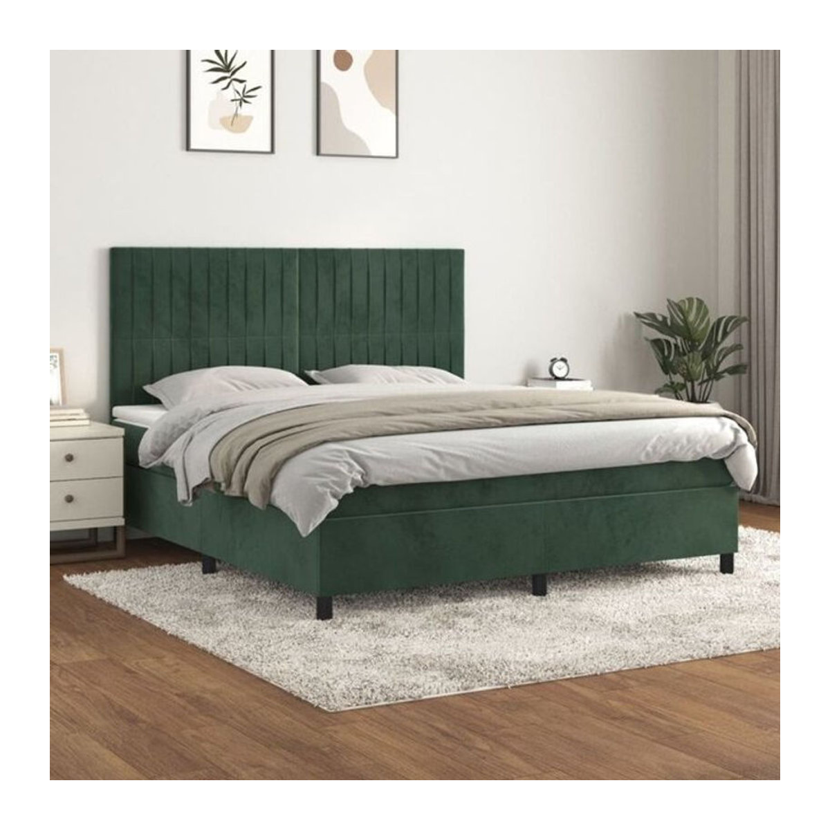 Vidaxl Boxspringbett mit Matratze aus Samt in Grün, B/T/H: 180 x 200 x 118 cm - Bild 1