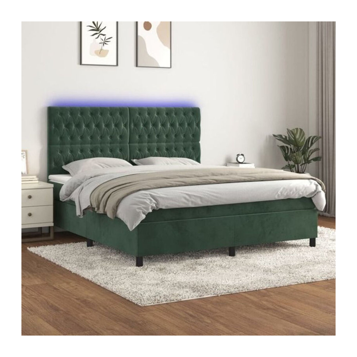 Vidaxl Boxspringbett mit Matratze aus Samt in Grün, B/T/H: 180 x 200 x 118 cm - Bild 1