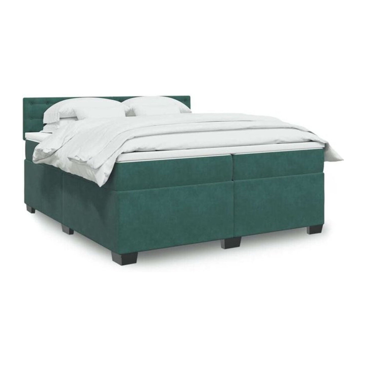 Vidaxl Boxspringbett mit Matratze aus Samt in Grün, B/T/H: 200 x 200 x 100,5 cm - Bild 1