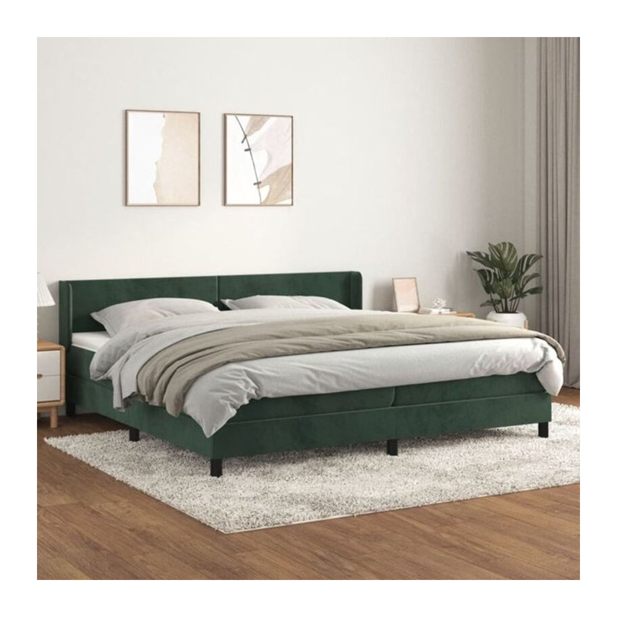 Vidaxl Boxspringbett mit Matratze aus Samt in Grün B/T/H: 200 x 200 x 106 cm - Bild 1