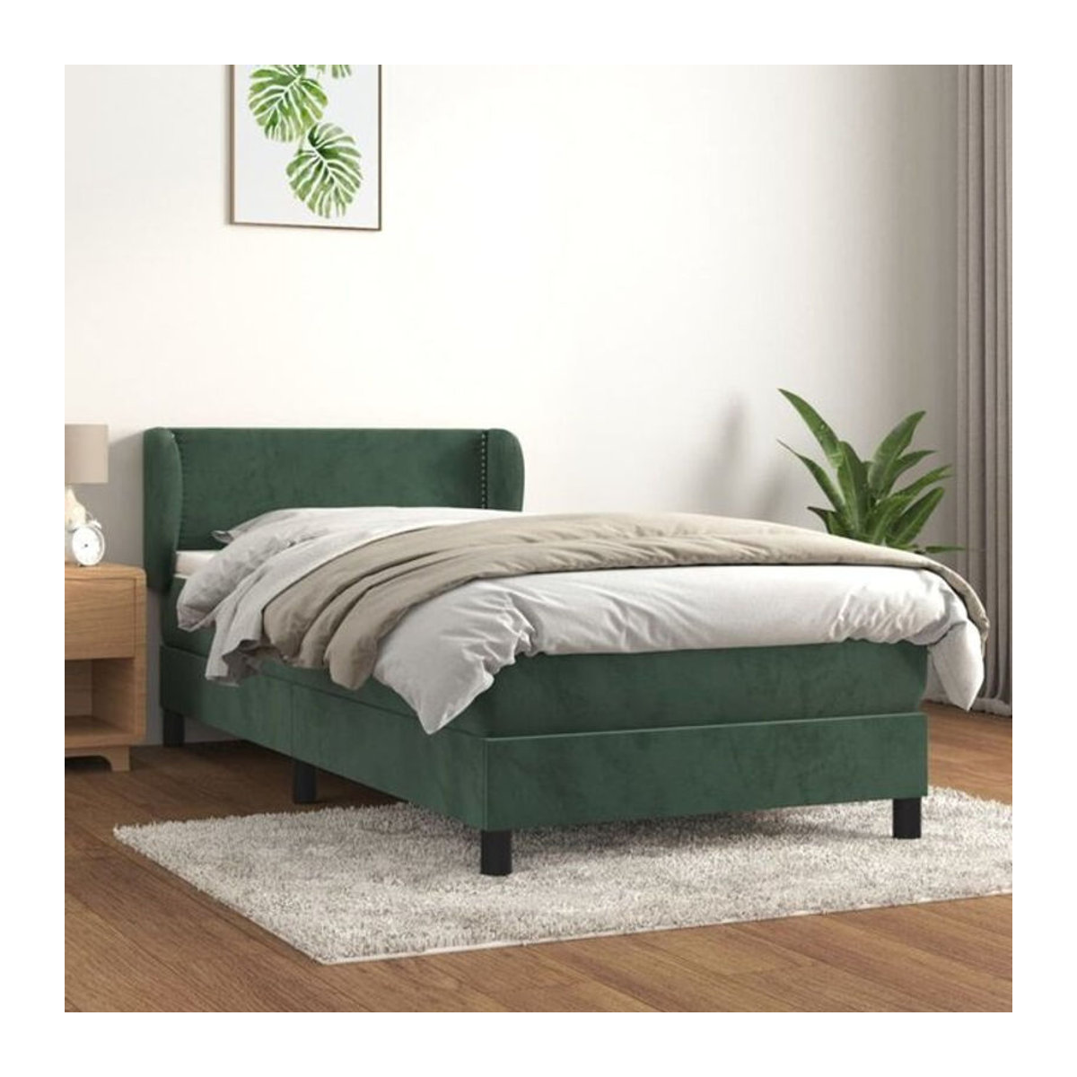 Vidaxl Boxspringbett mit Matratze aus Samt in Grün B/T/H: 80 x 200 cm - Bild 1