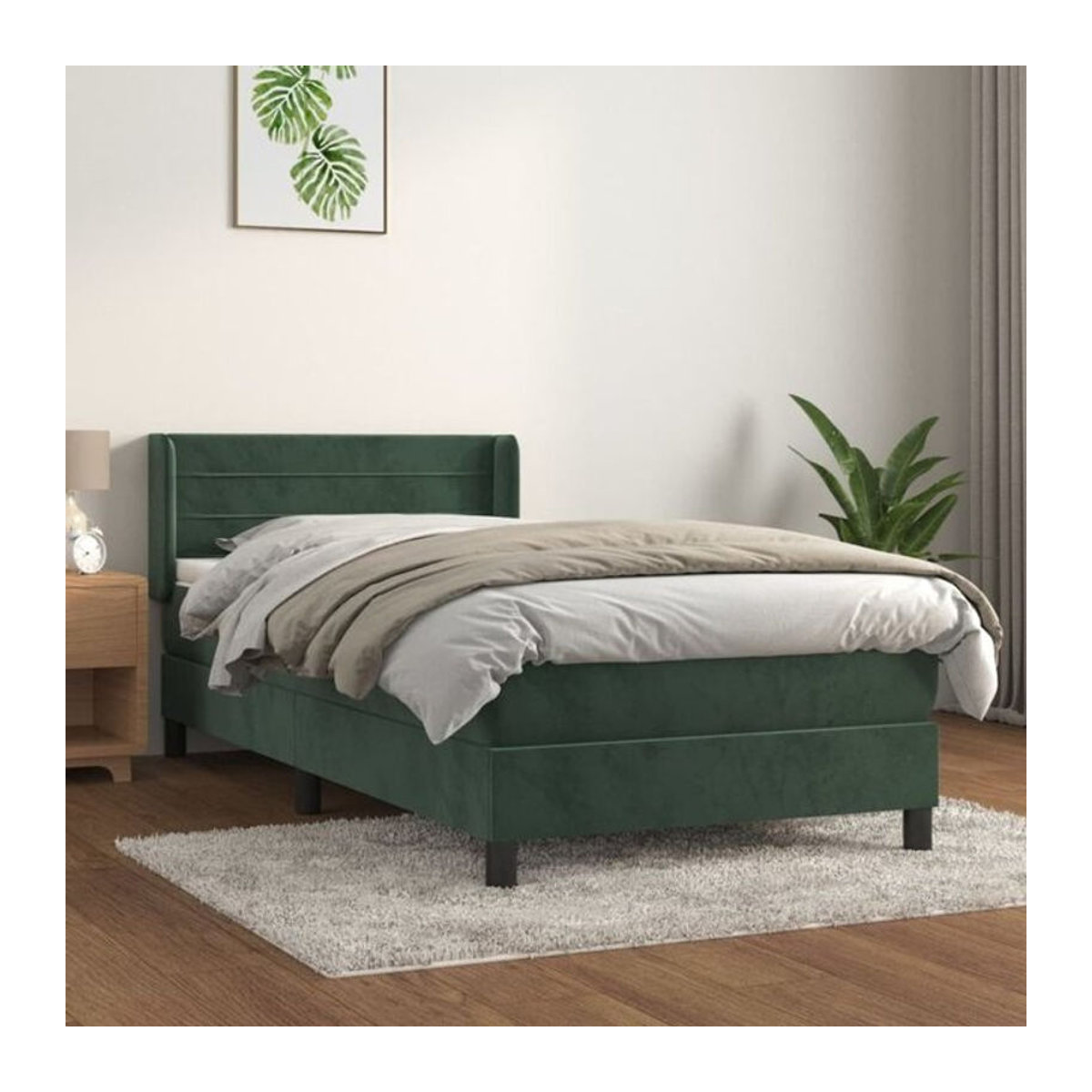 Vidaxl Boxspringbett mit Matratze aus Samt in Grün B/T/H: 80 x 200 cm - Bild 1