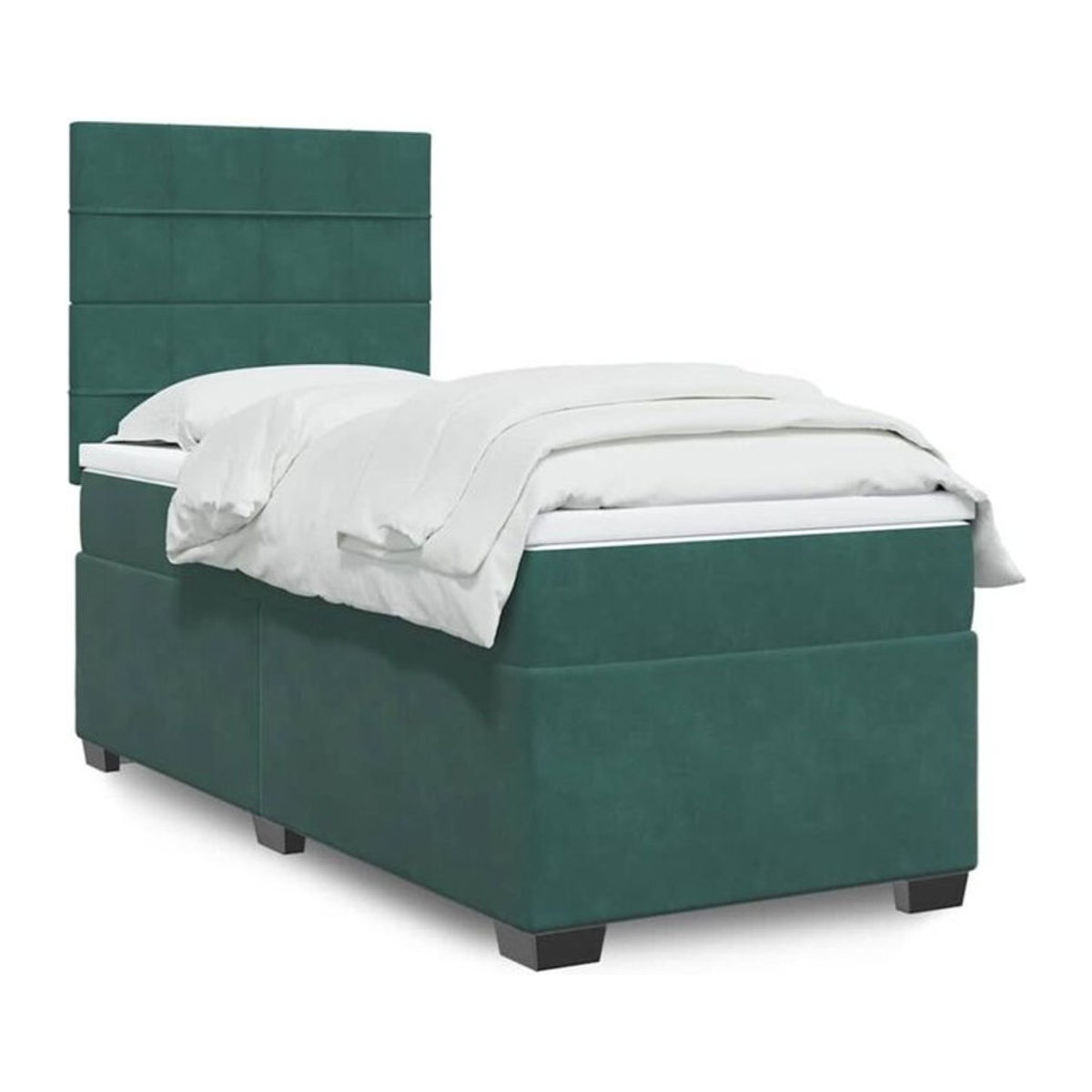 vidaxl Boxspringbett mit Matratze aus Samt in Grün, B/T/H: 80 x 200 x 150,5 cm - Bild 1