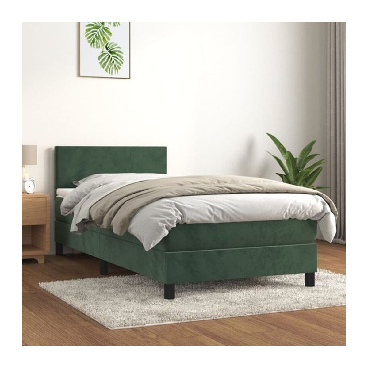Vidaxl Boxspringbett mit Matratze aus Samt in Grün, B/T/H: 80 x 200 x 78 cm - Bild 1