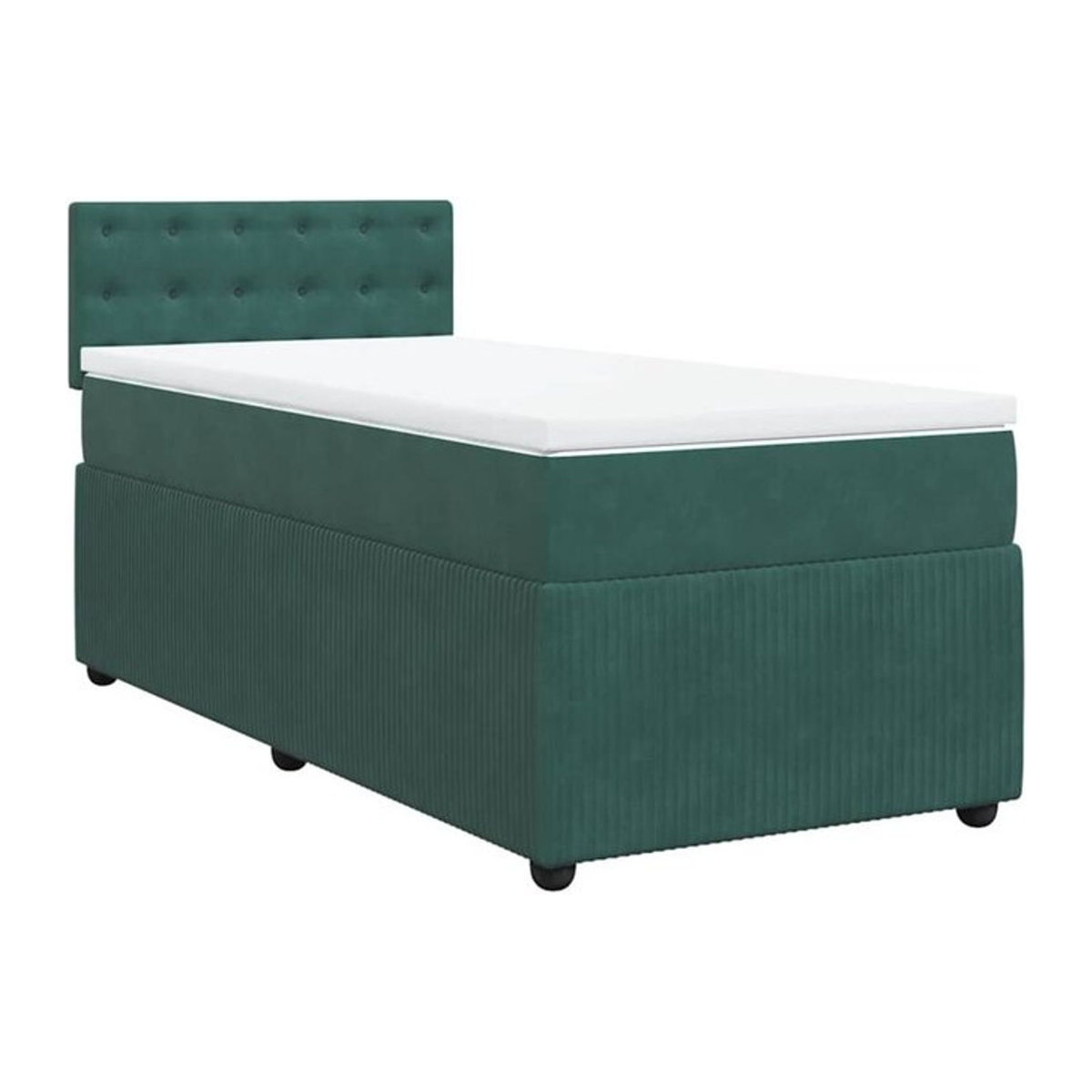 vidaxl Boxspringbett mit Matratze aus Samt in Grün, B/T/H: 90 x 190 x 100,5 cm - Bild 1