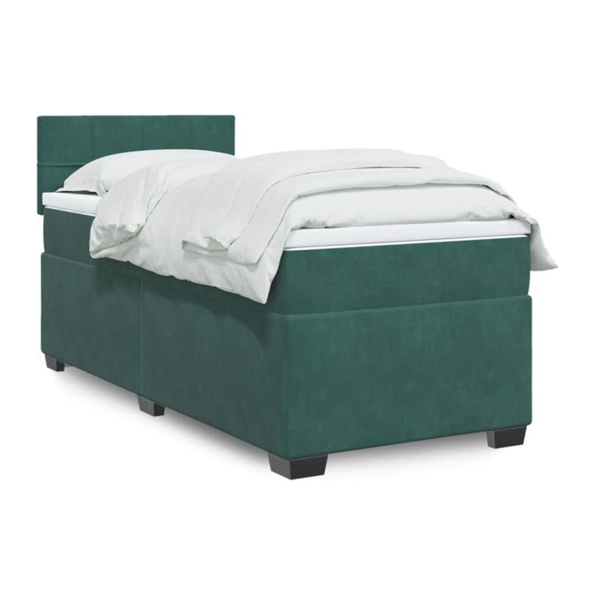 vidaxl Boxspringbett mit Matratze aus Samt in Grün, B/T/H: 90 x 190 x 100,5 cm - Bild 1