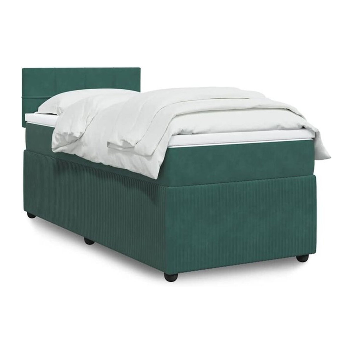 vidaxl Boxspringbett mit Matratze aus Samt in Grün, B/T/H: 90 x 200 x 100,5 cm - Bild 1