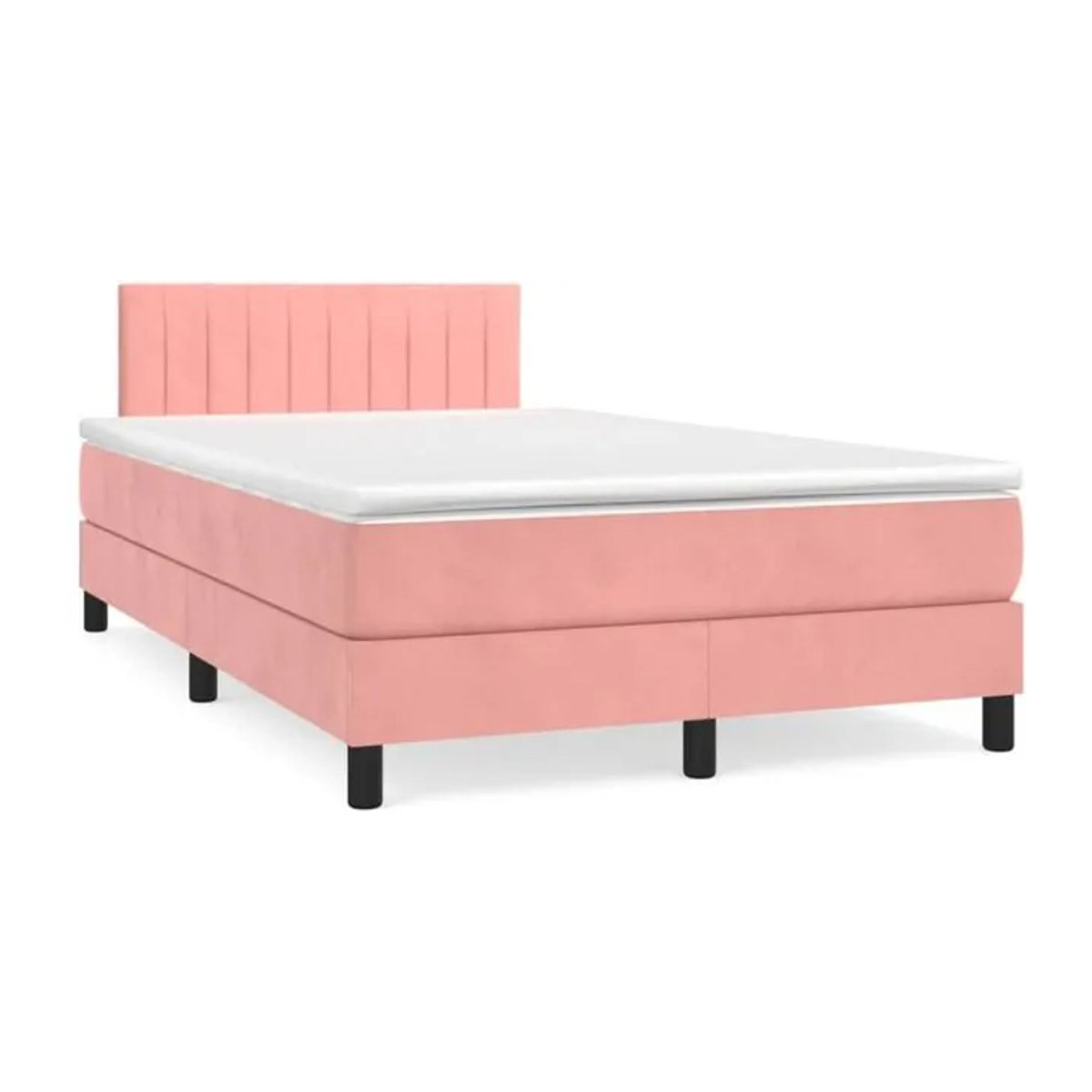 Vidaxl Boxspringbett mit Matratze aus Samt in Rosa, B/T/H: 120 x 190 cm - Bild 1