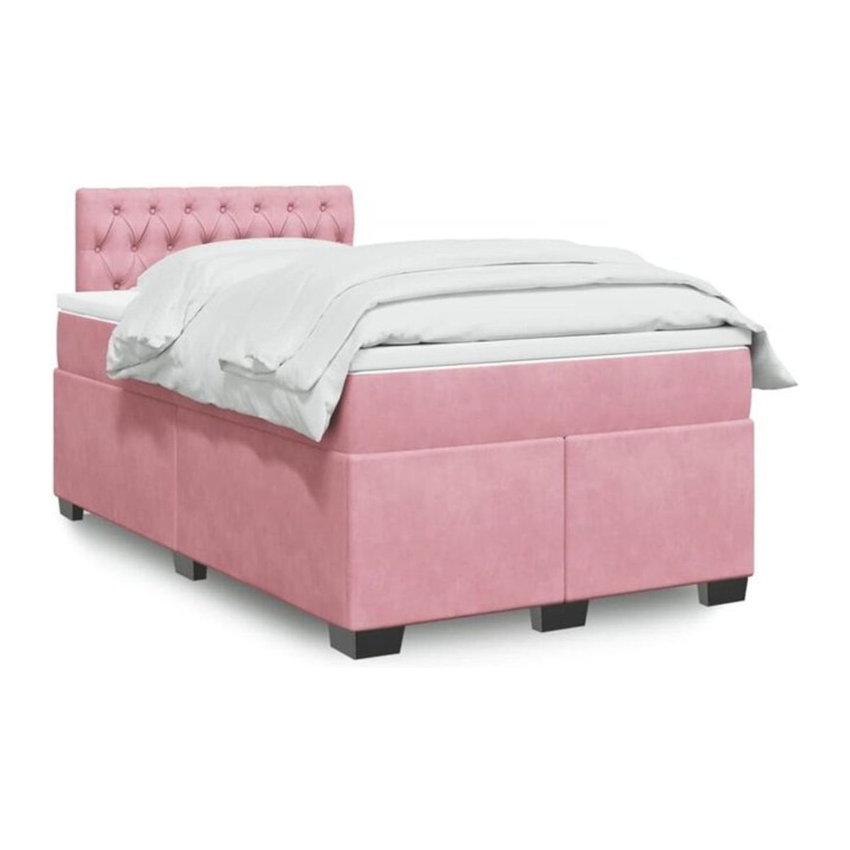 Vidaxl Boxspringbett mit Matratze aus Samt in Rosa, B/T/H: 120 x 200 x 100,5 cm - Bild 1