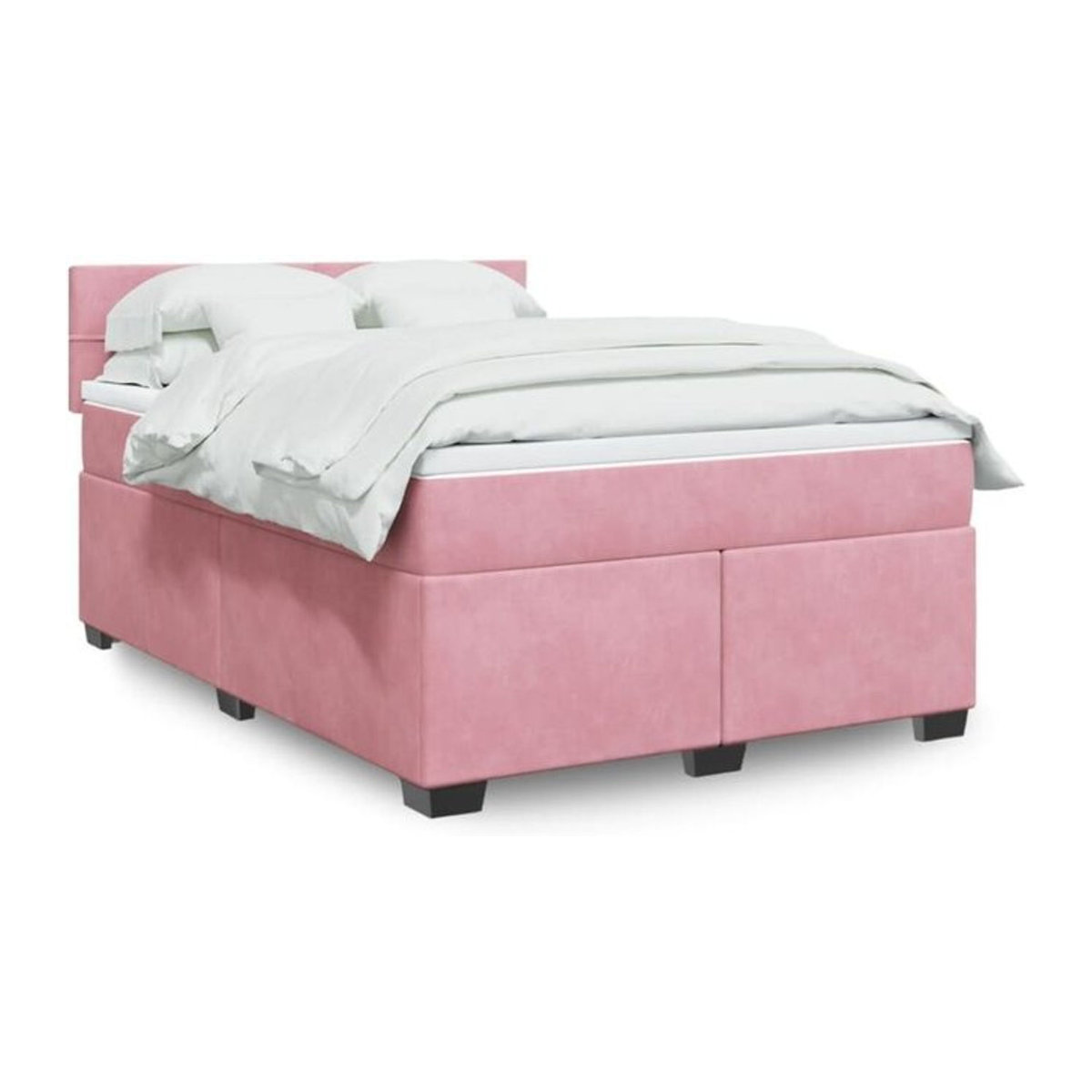 Vidaxl Boxspringbett mit Matratze aus Samt in Rosa, B/T/H: 140 x 190 cm - Bild 1