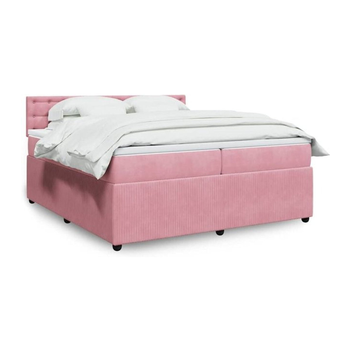Vidaxl Boxspringbett mit Matratze aus Samt in Rosa, B/T/H: 200 x 200 x 100,5 cm - Bild 1