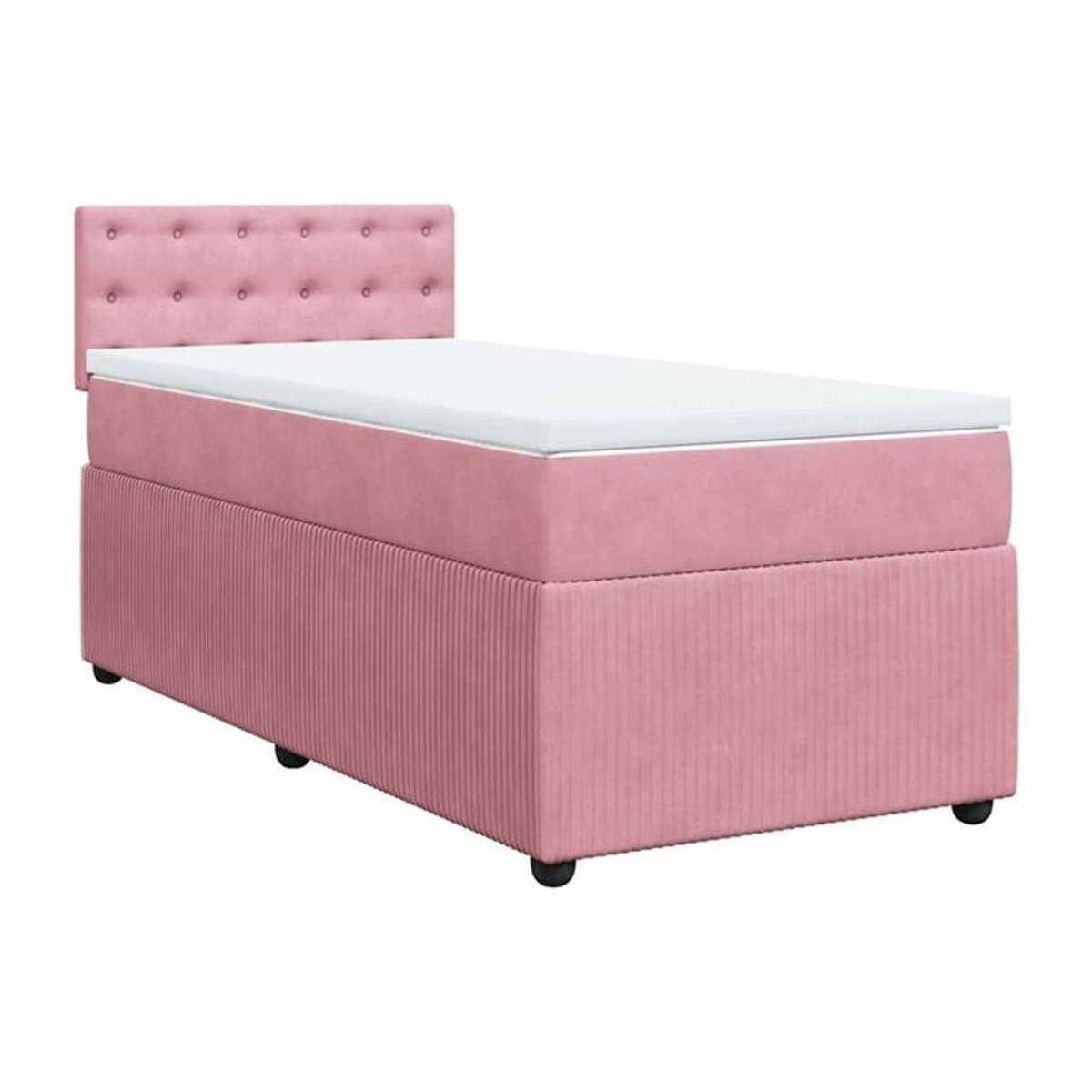 vidaxl Boxspringbett mit Matratze aus Samt in Rosa, B/T/H: 80 x 200 x 100,5 cm - Bild 1