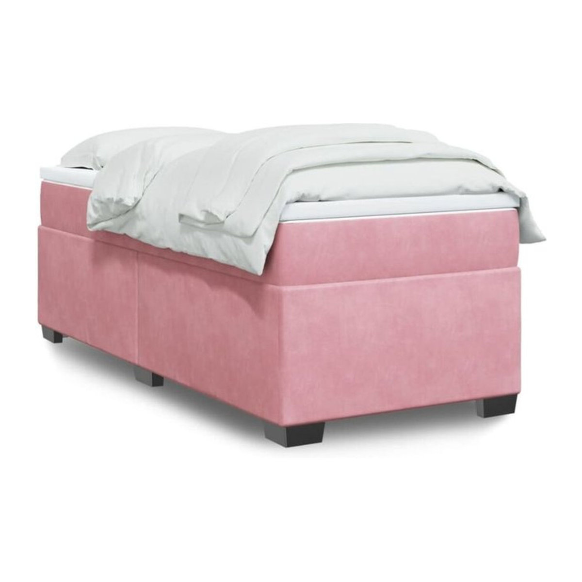 Vidaxl Boxspringbett mit Matratze aus Samt in Rosa, B/T/H: 90 x 200 cm - Bild 1