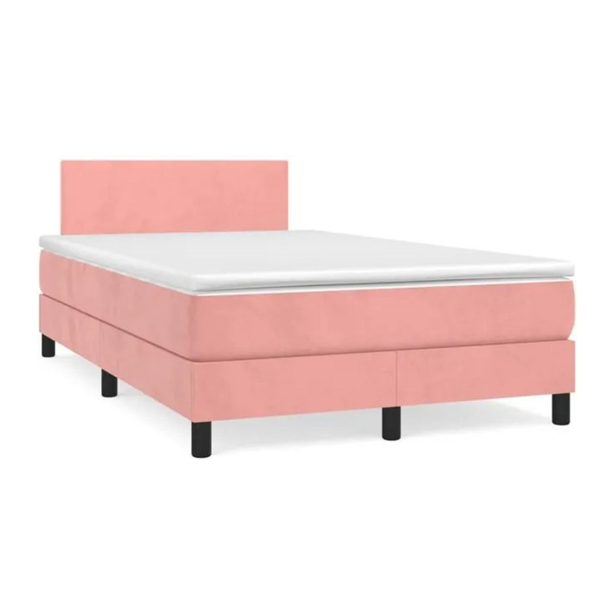 vidaxl Boxspringbett mit Matratze aus Samt in Rosa, Modernes Polsterbett, B/T: 190 x 120 cm - Bild 1