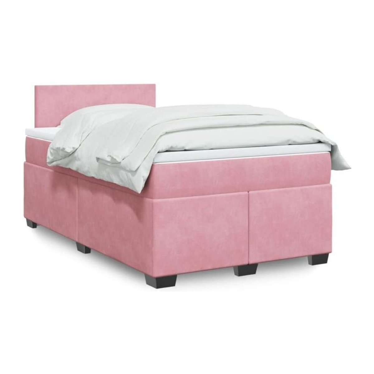 Vidaxl Boxspringbett mit Matratze aus Samt in Rosa, Modernes Polsterbett B/T/H: 120 x 200 x 100,5 cm - Bild 1
