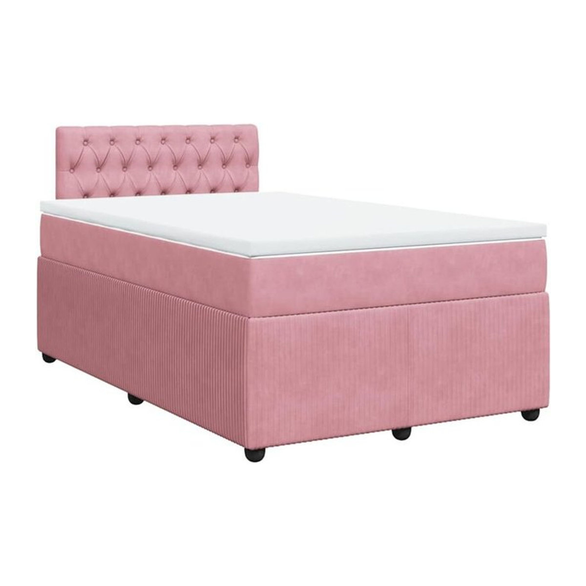 vidaxl Boxspringbett mit Matratze aus Samt in Rosa und Weiß, B/T/H: 120 x 190 x 100,5 cm - Bild 1