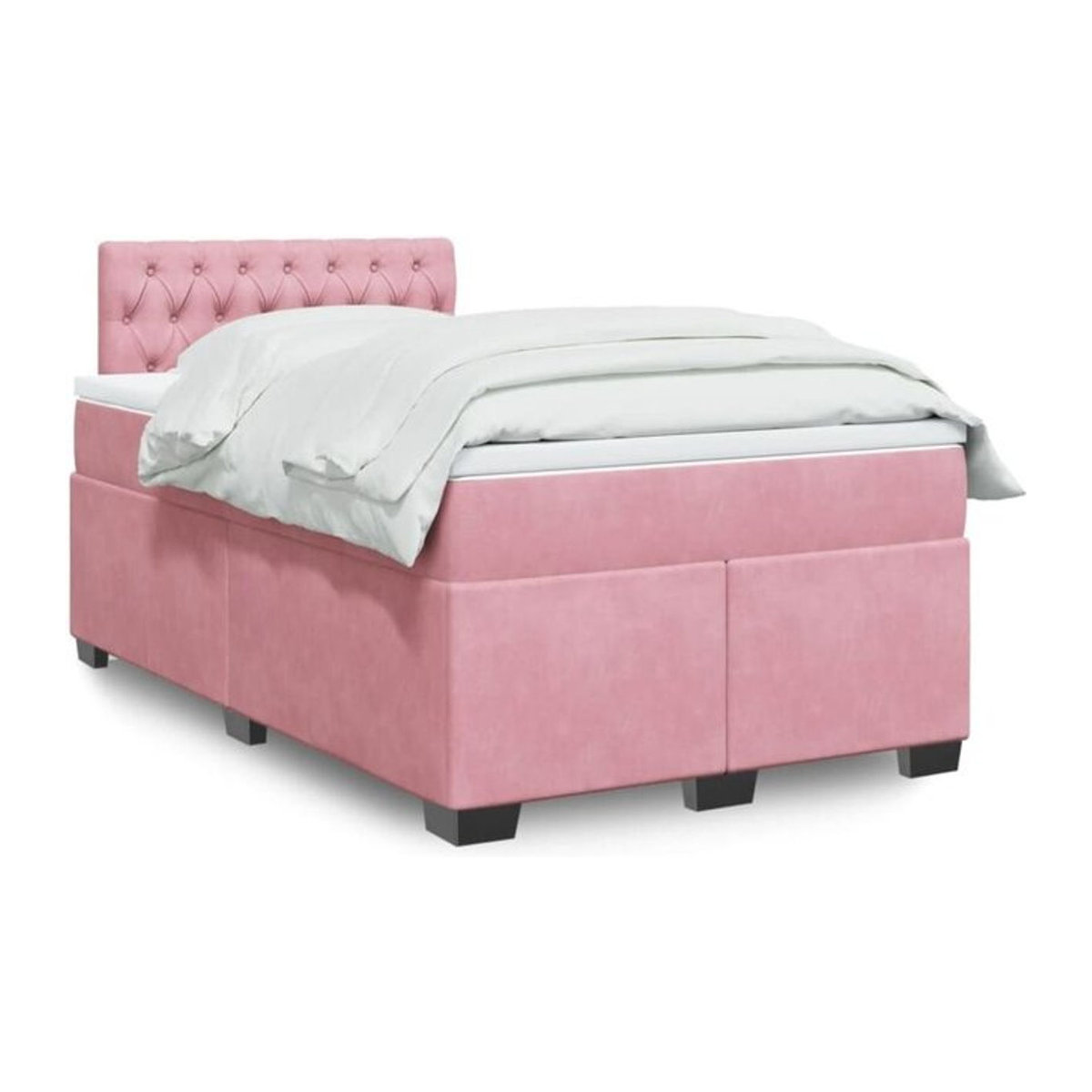 Vidaxl Boxspringbett mit Matratze aus Samt in Rosa und Weiß, B/T/H: 120 x 200 x 100,5 cm - Bild 1