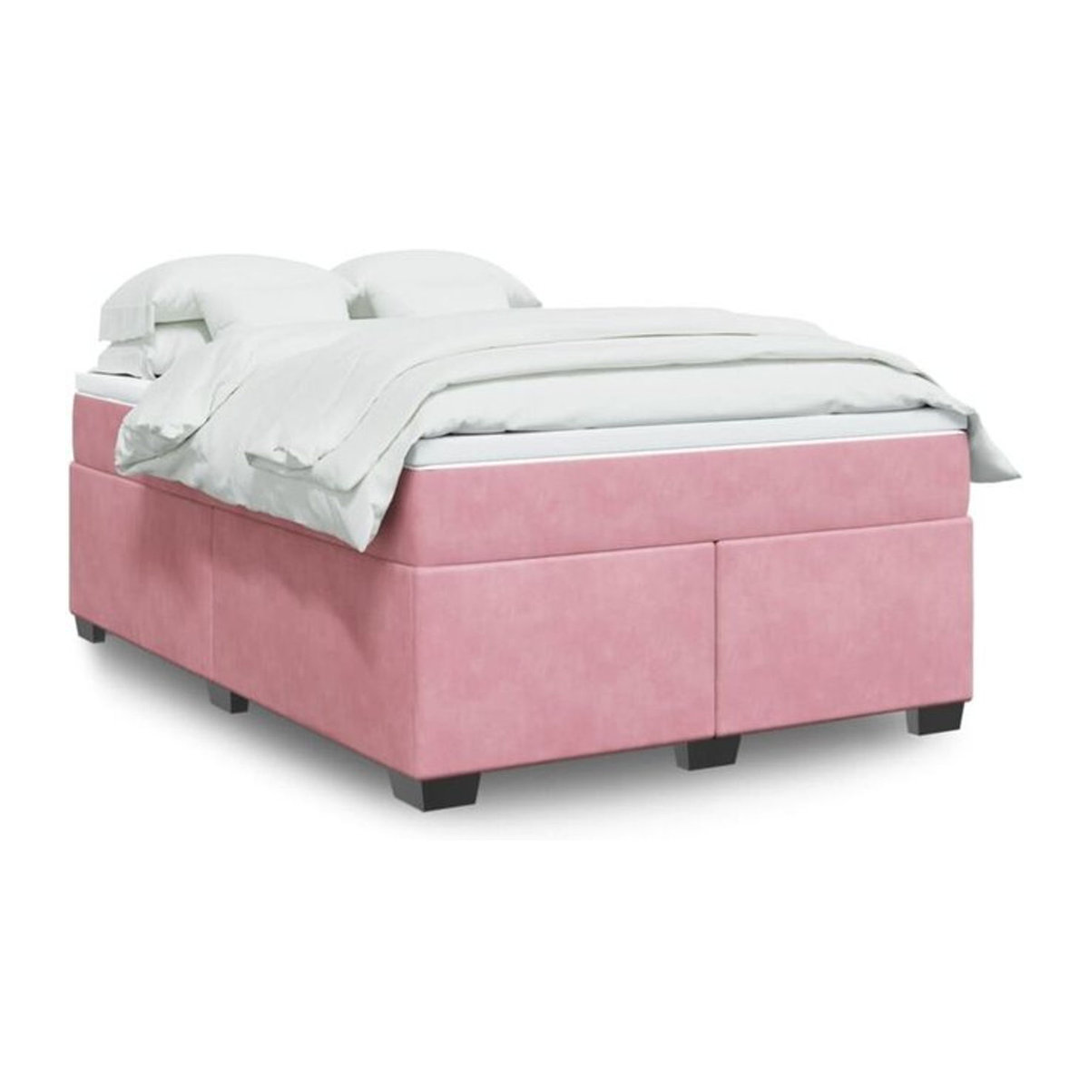 Vidaxl Boxspringbett mit Matratze aus Samt in Rosa und Weiß, B/T/H: 140 x 190 cm - Bild 1