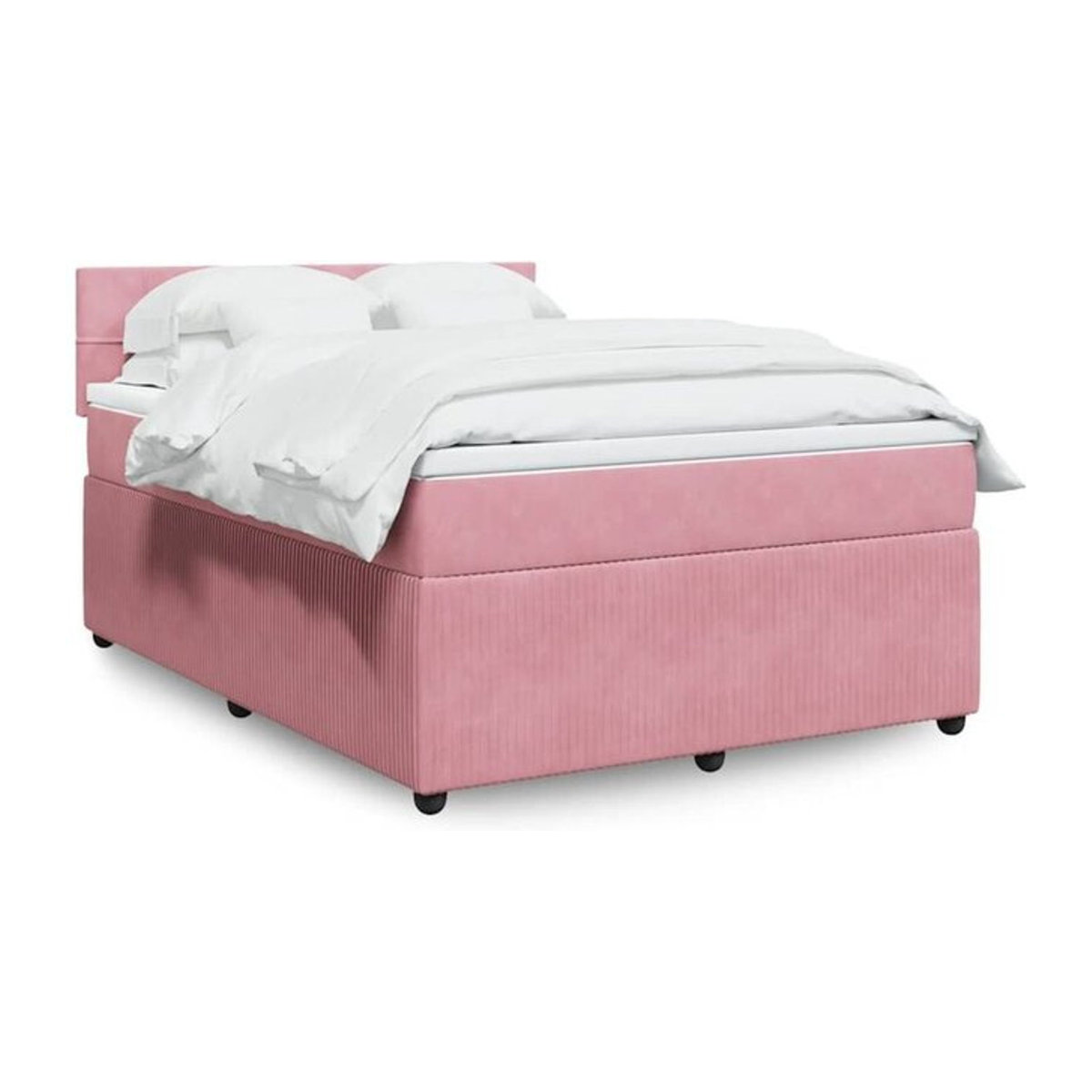 vidaxl Boxspringbett mit Matratze aus Samt in Rosa und Weiß, B/T/H: 140 x 200 cm - Bild 1