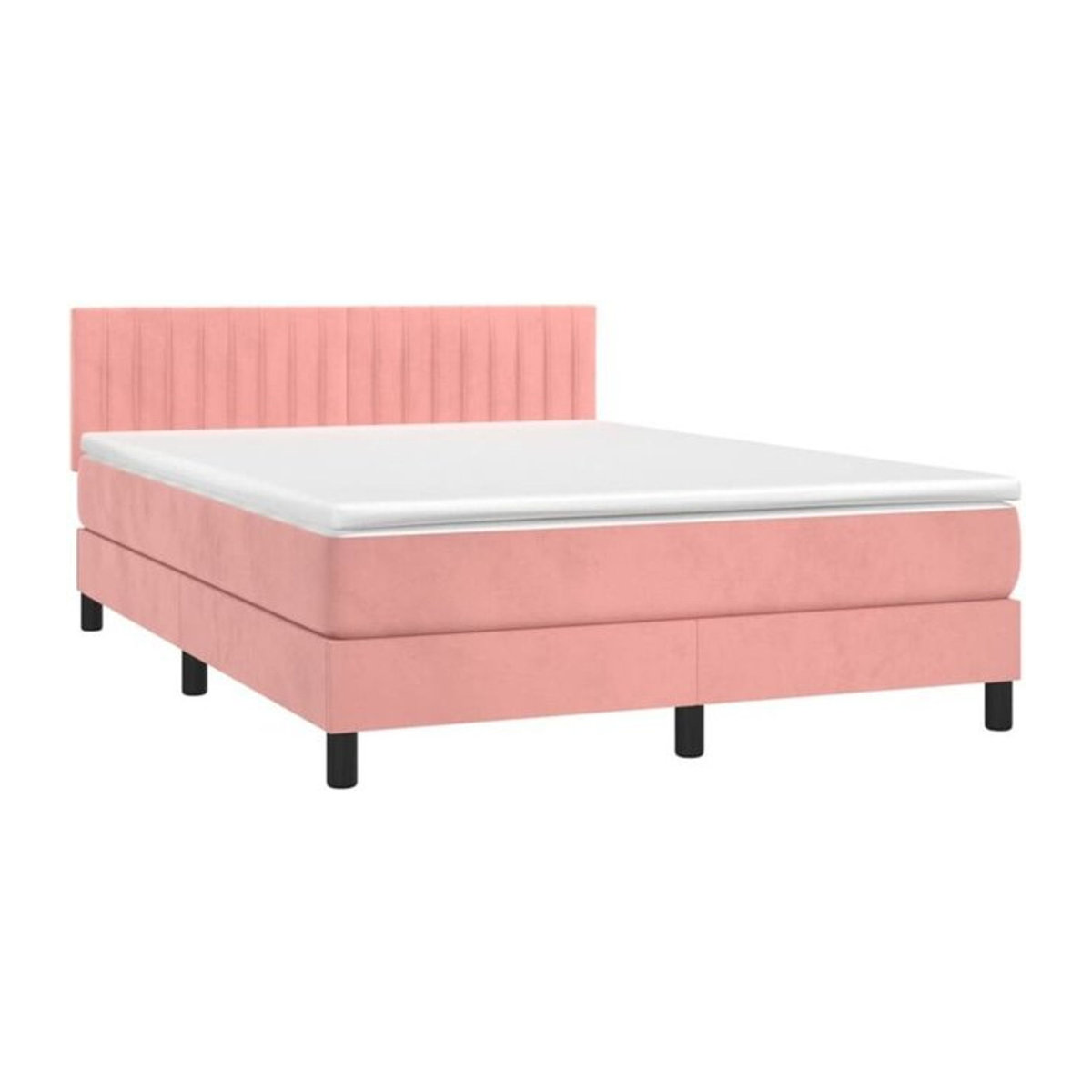 Vidaxl Boxspringbett mit Matratze aus Samt in Rosa und Weiß B/T/H: 140 x 200 cm - Bild 1