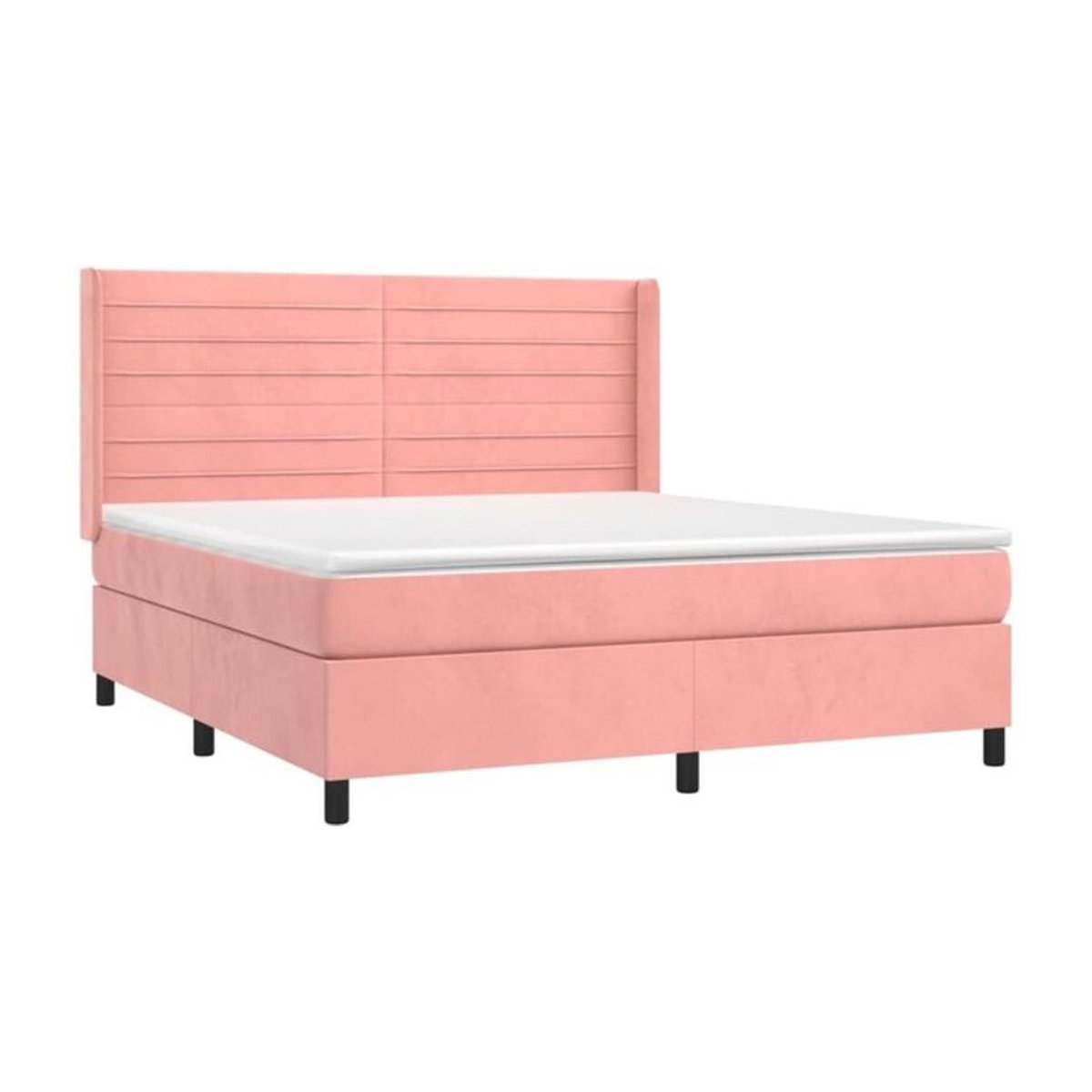 vidaxl Boxspringbett mit Matratze aus Samt in Rosa und Weiß, B/T/H: 180 x 200 x 118 cm - Bild 1