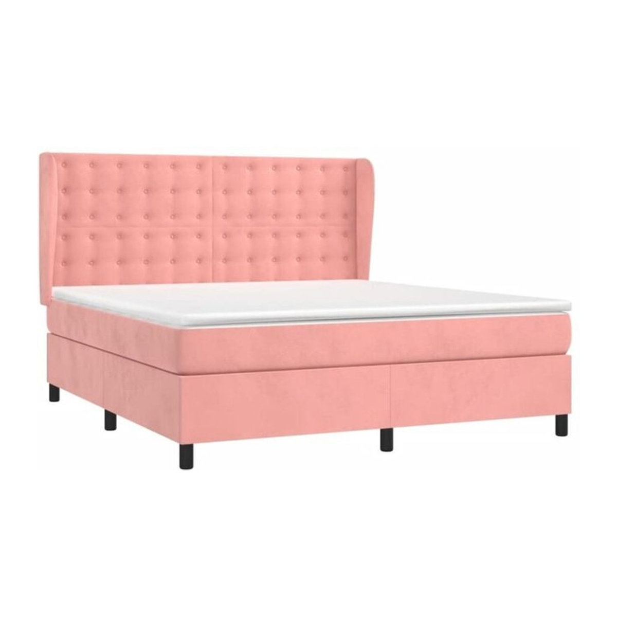Vidaxl Boxspringbett mit Matratze aus Samt in Rosa und Weiß, B/T/H: 180 x 200 x 128 cm - Bild 1
