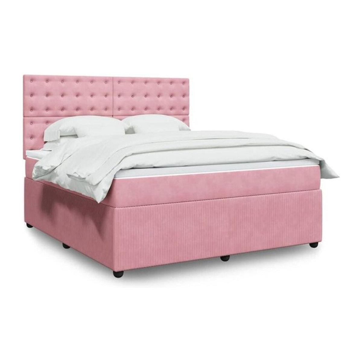 Vidaxl Boxspringbett mit Matratze aus Samt in Rosa und Weiß, B/T/H: 180 x 200 x 140,5 cm - Bild 1