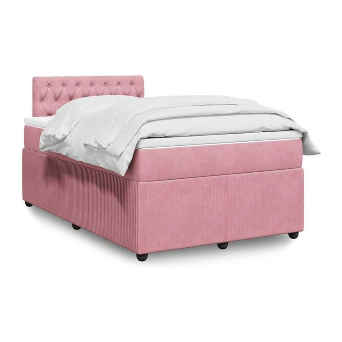 vidaxl Boxspringbett mit Matratze aus Samt in Rosa und Weiß, B/T/H: 190 x 120 x 100,5 cm - Bild 1