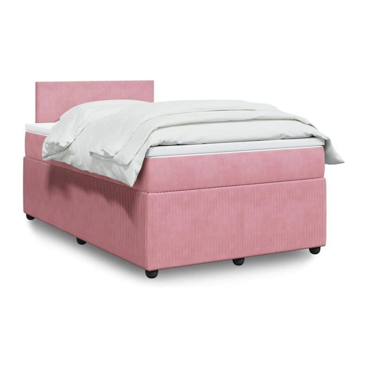 vidaxl Boxspringbett mit Matratze aus Samt in Rosa und Weiß, B/T/H: 190 x 120 x 100,5 cm - Bild 1
