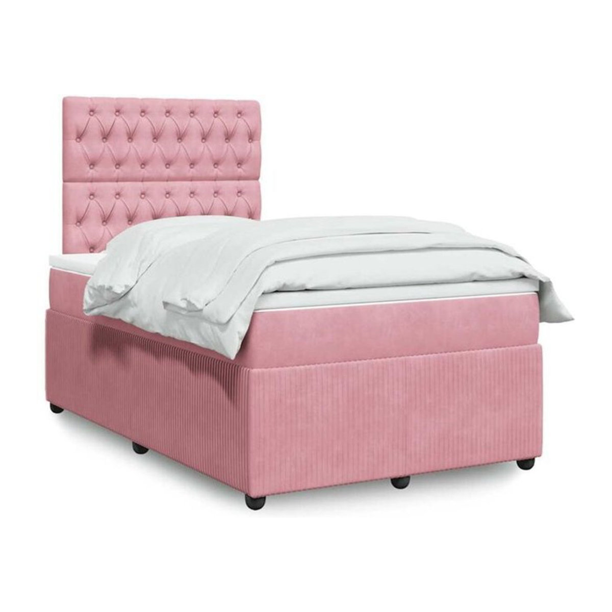 vidaxl Boxspringbett mit Matratze aus Samt in Rosa und Weiß, B/T/H: 190 x 120 x 140,5 cm - Bild 1