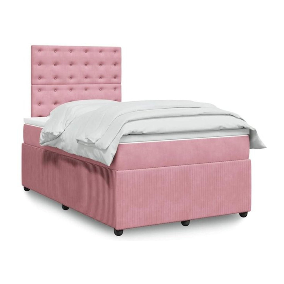 vidaxl Boxspringbett mit Matratze aus Samt in Rosa und Weiß, B/T/H: 190 x 120 x 140,5 cm - Bild 1