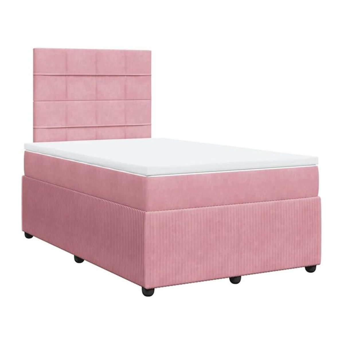 vidaxl Boxspringbett mit Matratze aus Samt in Rosa und Weiß, B/T/H: 190 x 120 x 140,5 cm - Bild 1