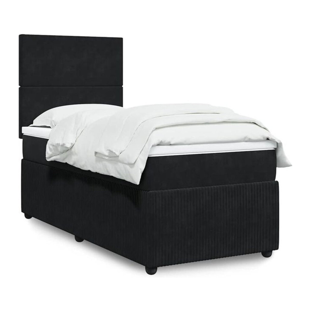 Vidaxl Boxspringbett mit Matratze aus Samt in Schwarz B/T/H: 100 x 200 x 140,5 cm - Bild 1