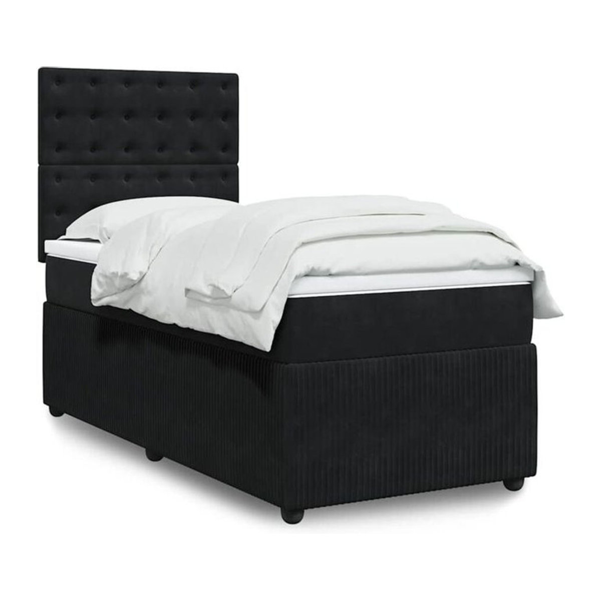 Vidaxl Boxspringbett mit Matratze aus Samt in Schwarz, B/T/H: 100 x 200 x 140,5 cm - Bild 1