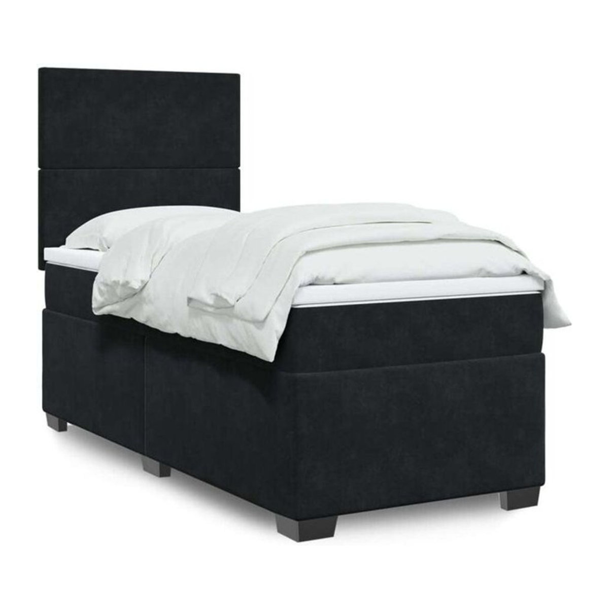 Vidaxl Boxspringbett mit Matratze aus Samt in Schwarz B/T/H: 100 x 200 x 150,5 cm - Bild 1