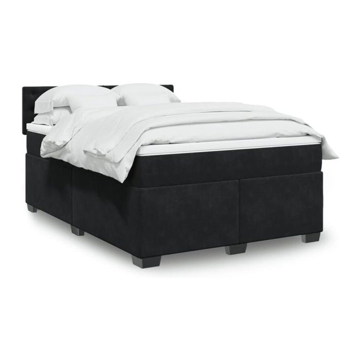 Vidaxl Boxspringbett mit Matratze aus Samt in Schwarz B/T/H: 140 x 190 cm - Bild 1