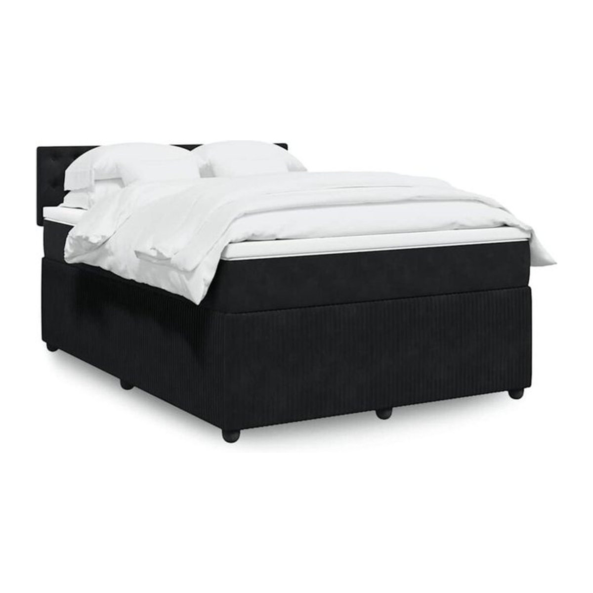 Vidaxl Boxspringbett mit Matratze aus Samt in Schwarz, B/T/H: 140 x 190 cm - Bild 1