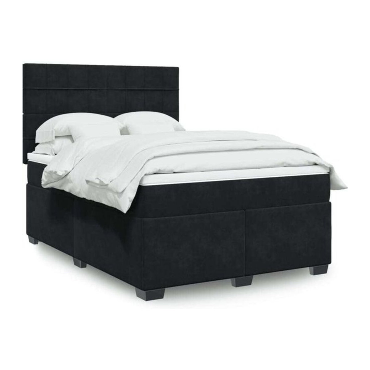 Vidaxl Boxspringbett mit Matratze aus Samt in Schwarz, B/T/H: 140 x 190 cm - Bild 1