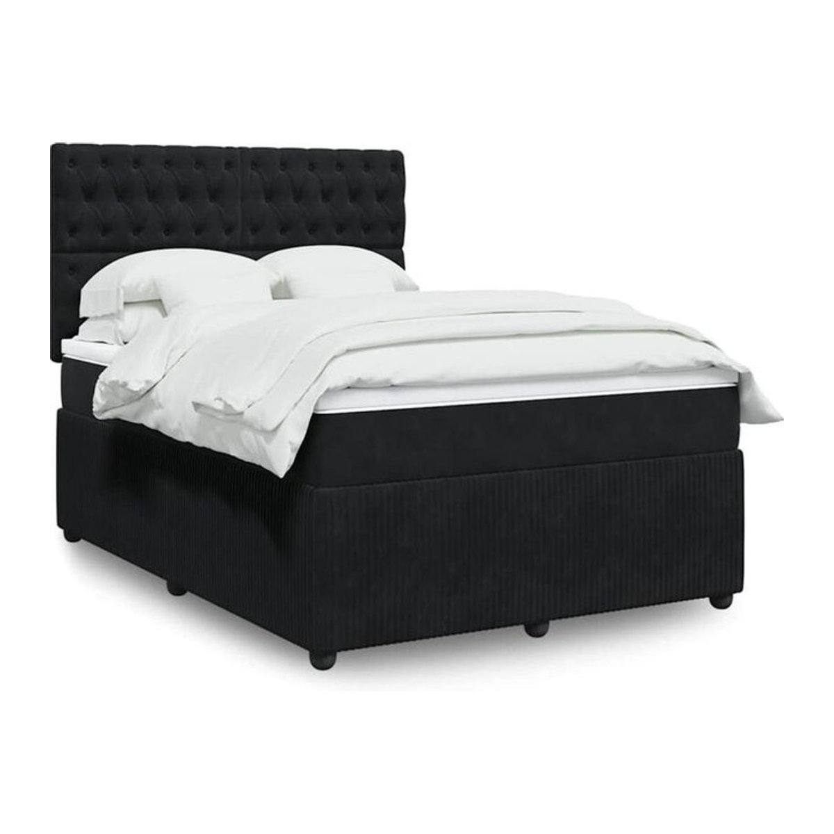 Vidaxl Boxspringbett mit Matratze aus Samt in Schwarz, B/T/H: 140 x 190 cm - Bild 1
