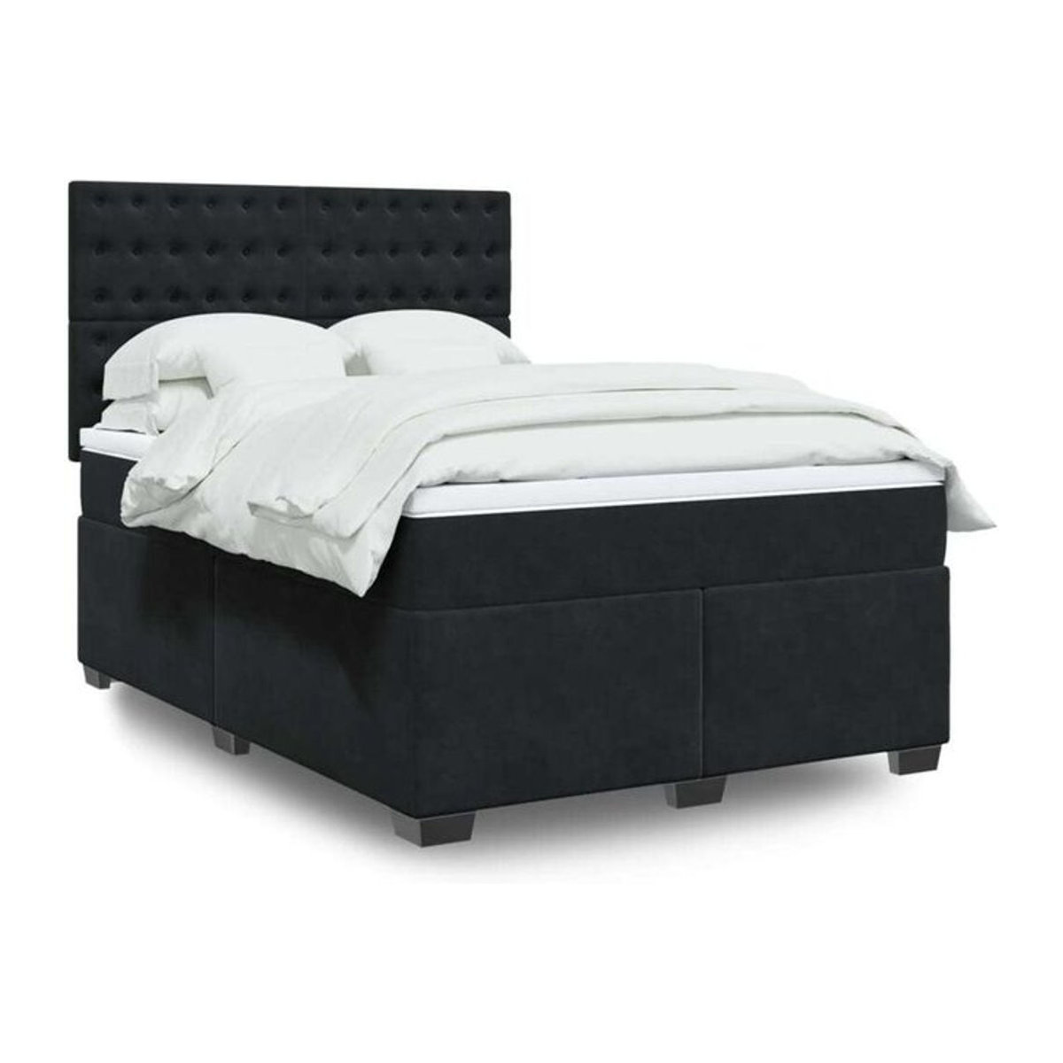 Vidaxl Boxspringbett mit Matratze aus Samt in Schwarz B/T/H: 140 x 190 cm - Bild 1