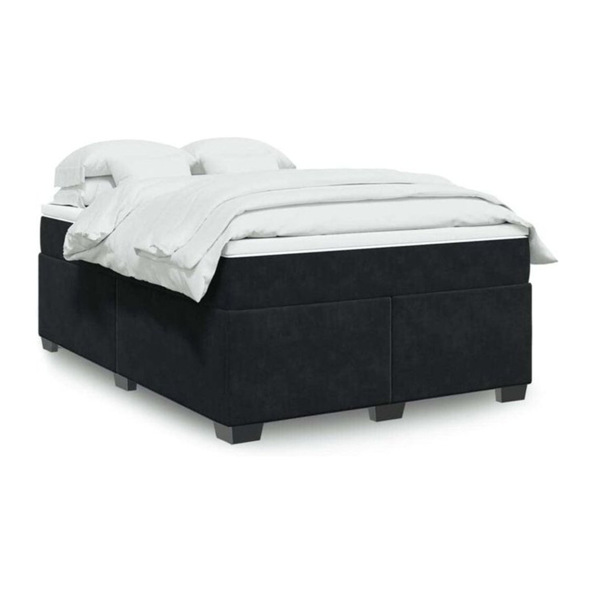 Vidaxl Boxspringbett mit Matratze aus Samt in Schwarz, B/T/H: 140 x 190 cm - Bild 1
