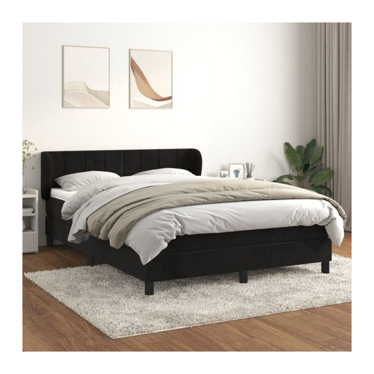 Vidaxl Boxspringbett mit Matratze aus Samt in Schwarz B/T/H: 140 x 200 cm - Bild 1