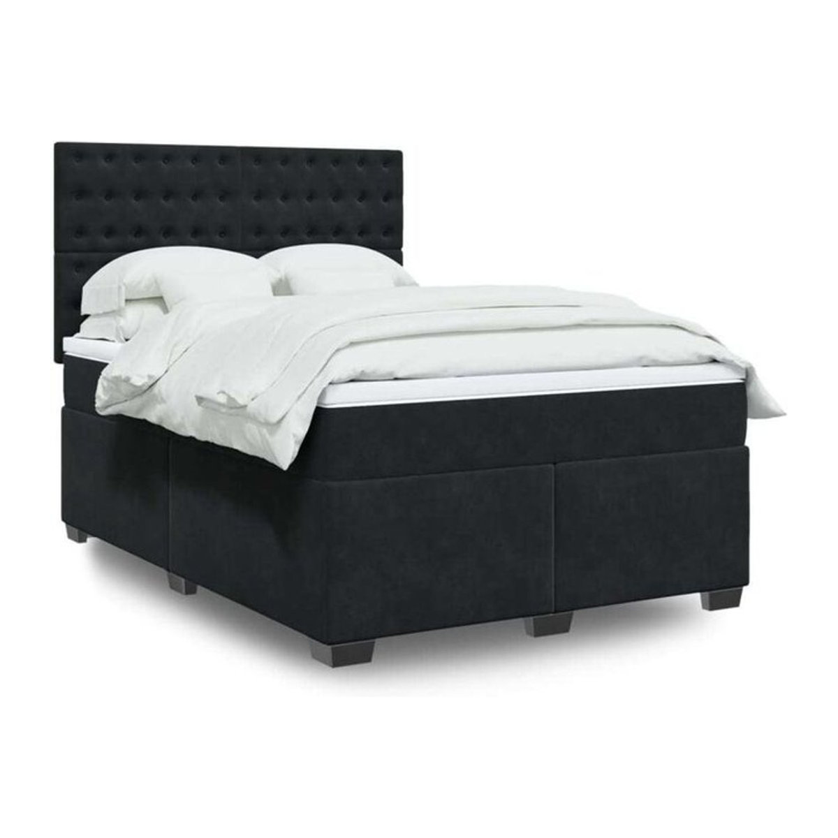 Vidaxl Boxspringbett mit Matratze aus Samt in Schwarz, B/T/H: 140 x 200 cm - Bild 1
