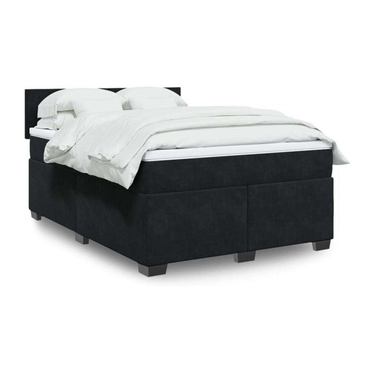 Vidaxl Boxspringbett mit Matratze aus Samt in Schwarz B/T/H: 140 x 200 cm - Bild 1