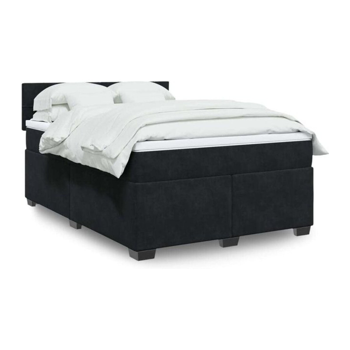 Vidaxl Boxspringbett mit Matratze aus Samt in Schwarz, B/T/H: 140 x 200 cm - Bild 1