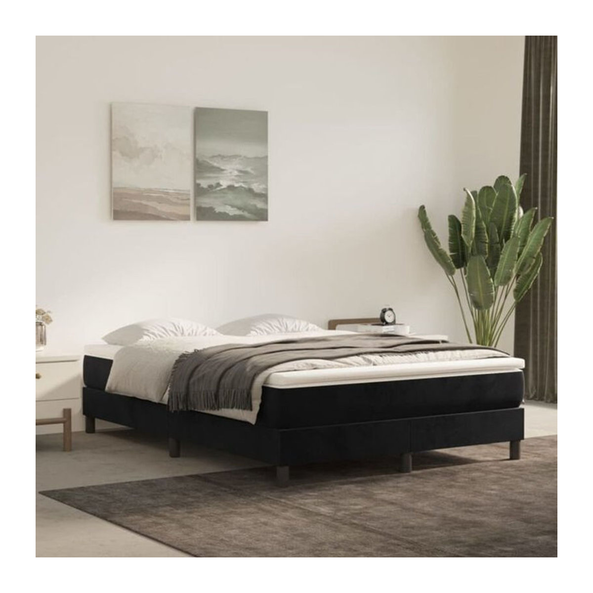 Vidaxl Boxspringbett mit Matratze aus Samt in Schwarz B/T/H: 140 x 200 cm - Bild 1
