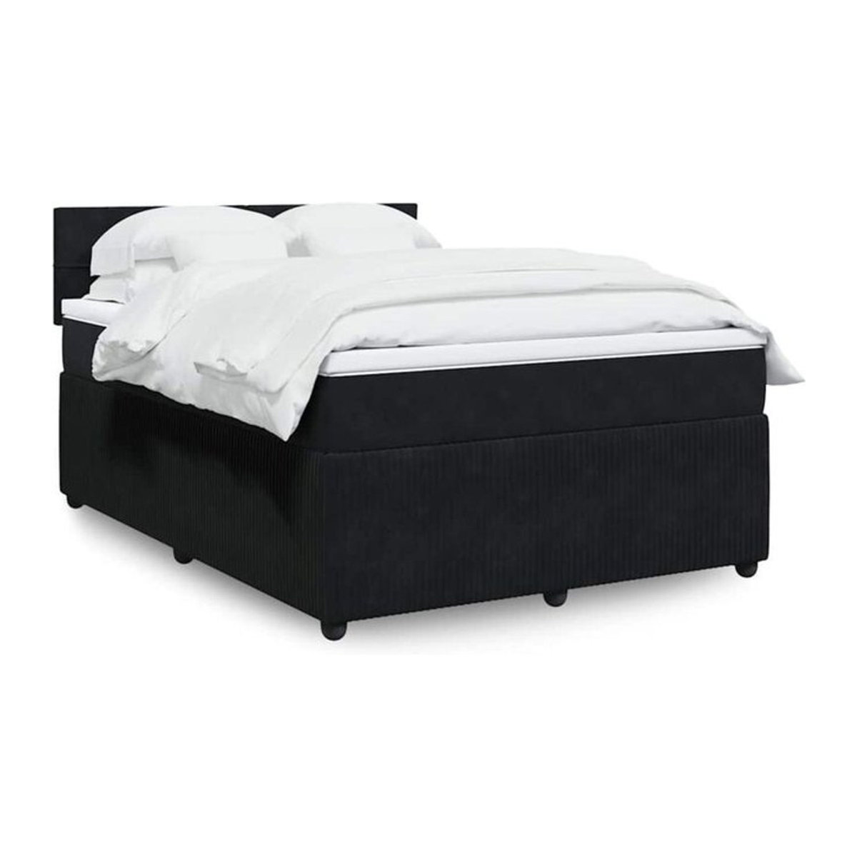 Vidaxl Boxspringbett mit Matratze aus Samt in Schwarz, B/T/H: 140 x 200 cm - Bild 1