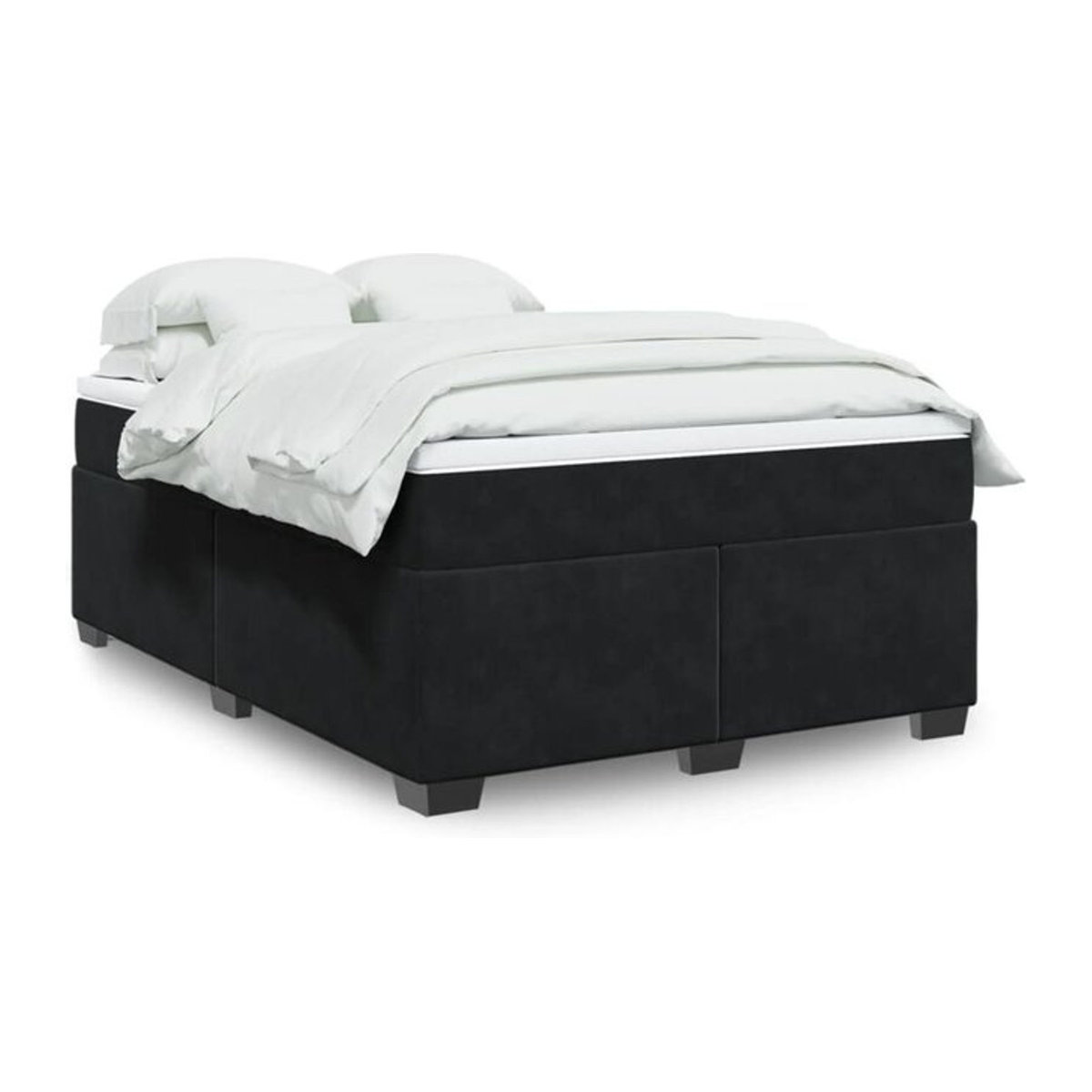 Vidaxl Boxspringbett mit Matratze aus Samt in Schwarz B/T/H: 160 x 200 cm - Bild 1